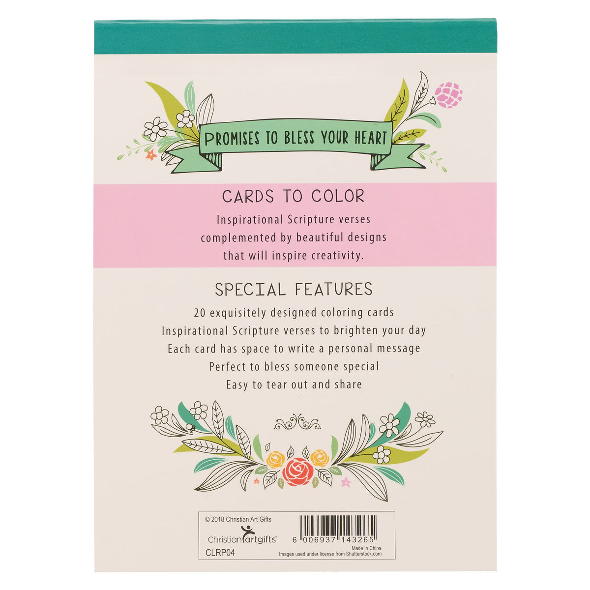 Promises to Bless Your Heart Coloring Cards by Christian Art Gifts, product view 2