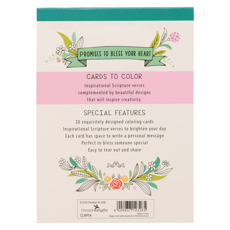 Promises to Bless Your Heart Coloring Cards by Christian Art Gifts, product view 2