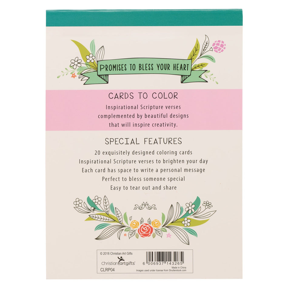 Promises to Bless Your Heart Coloring Cards by Christian Art Gifts, product view 2