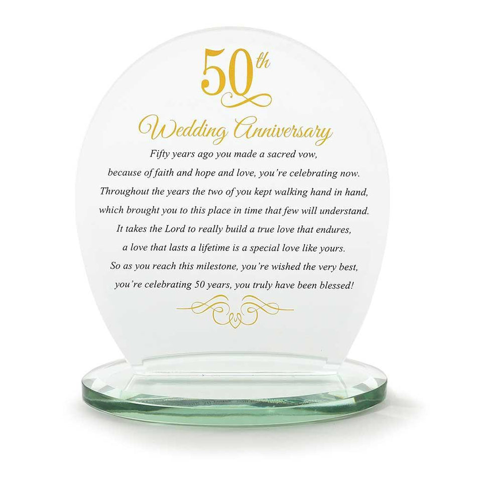50th Wedding Anniversary Yellow 6 x 6.5 Glass Table Top Sign Plaque by Dicksons
