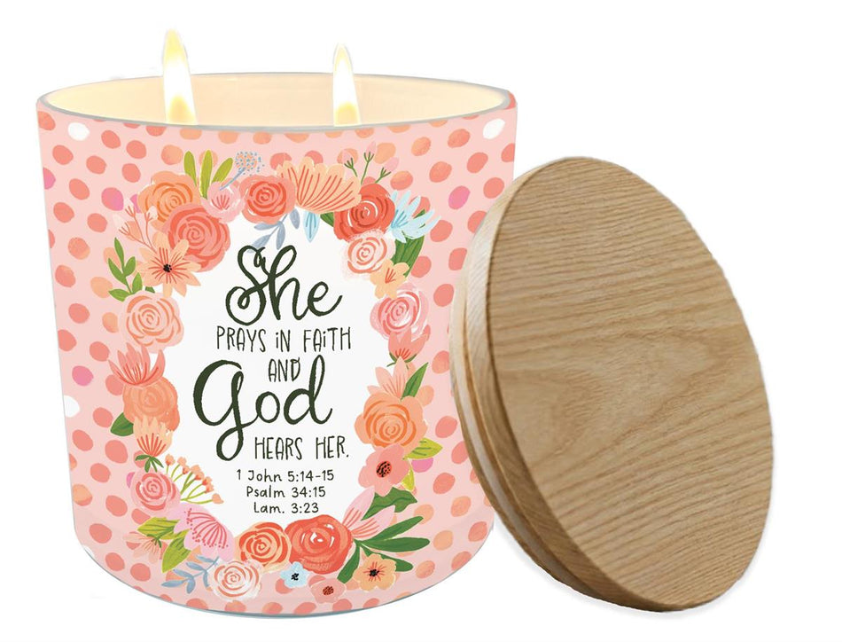 Soy Candle She Prays In Faith 13 Oz by Dicksons