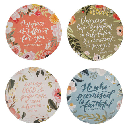 Faithful Florals Ceramic Coaster Set (Pack of 4) by Christian Art Gifts