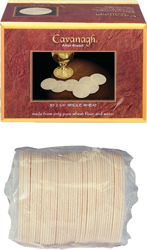 2-3/4" Cavanagh Whole Wheat Communion Wafers (Hosts), one of the items in the Cavanagh Whole Wheat Altar Bread Set: 2¾-Inch Priest Hosts and 1⅜-Inch People's Wafers. A photograph of the assembled set is pending.