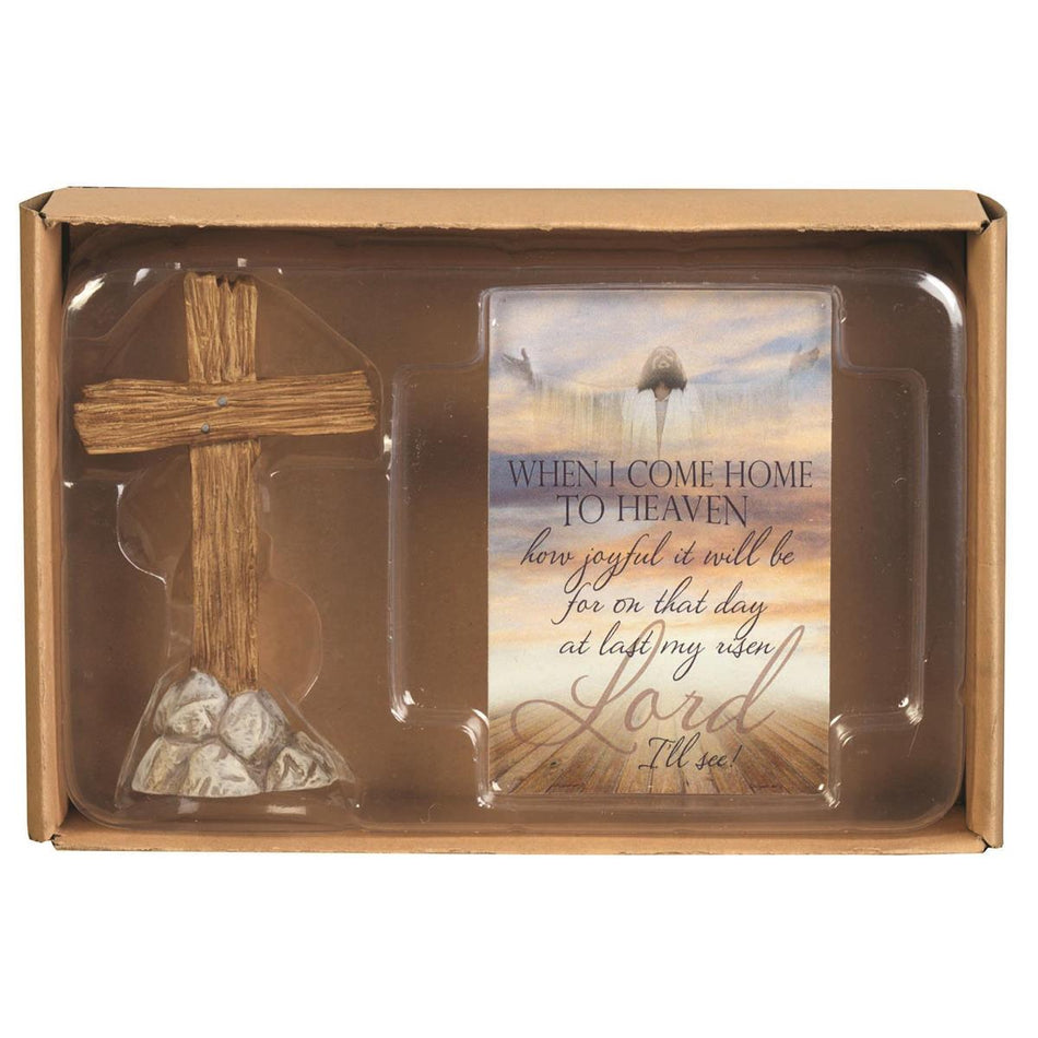 Cross Figurine With When I Come Card by Dicksons
