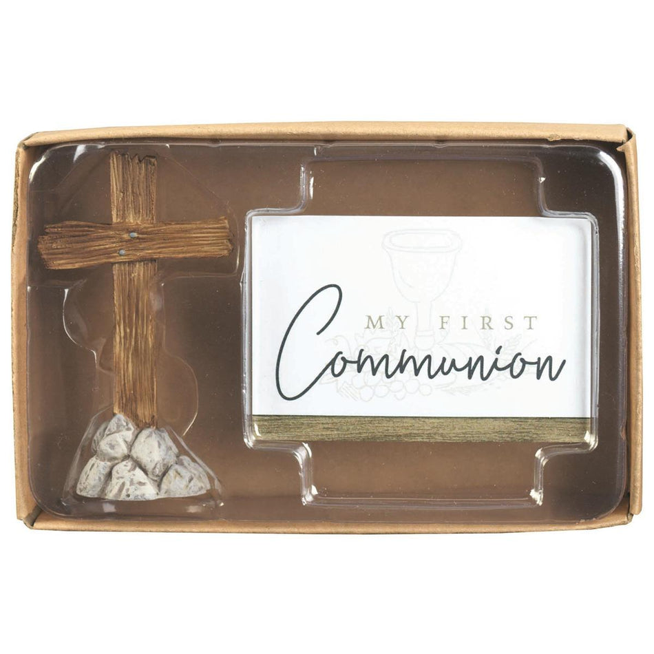 My First Communion Encouraging Verse Decorative Brown 3 x 2 Resin and Paper by Dicksons