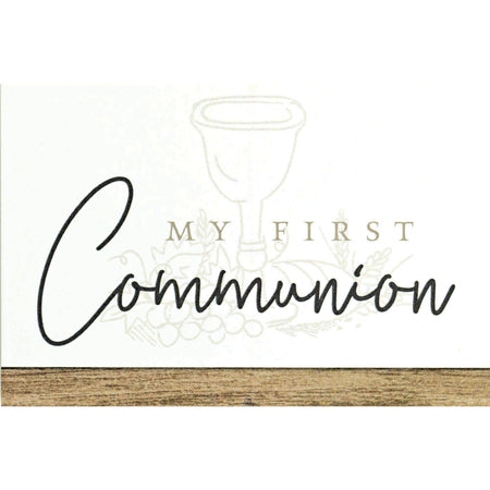 My First Communion Encouraging Verse Decorative Brown 3 x 2 Resin and Paper by Dicksons, product view 4