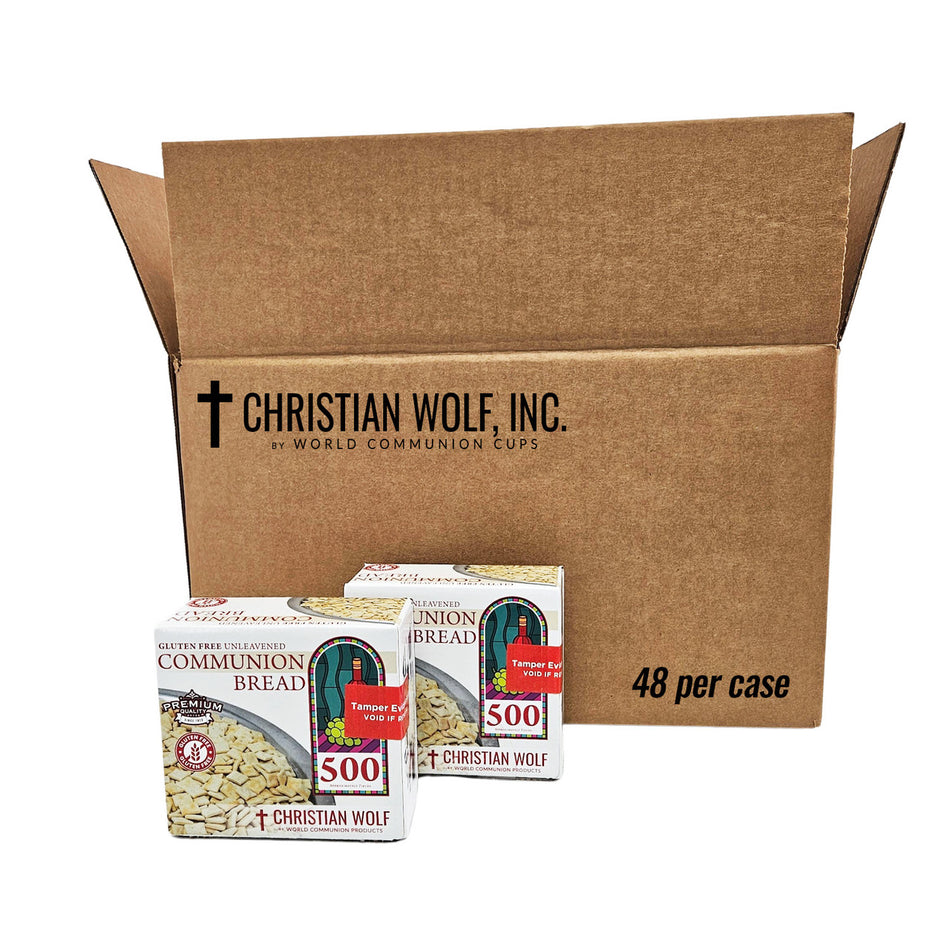 Christian Wolf Unleavened Gluten Free Bread for Communion (500 Pieces) Case of 48