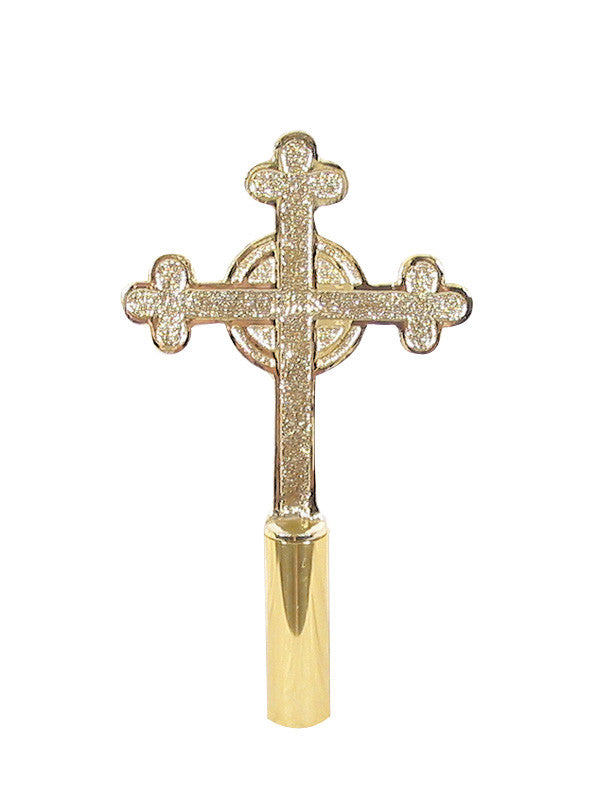 8" Brass Catholic Cross with Tapered non-removable Brass Ferrule