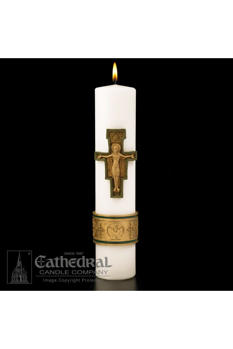 Christ Candle - Cross of St. Francis - 3" x 14" by Anchor Christian Distributors