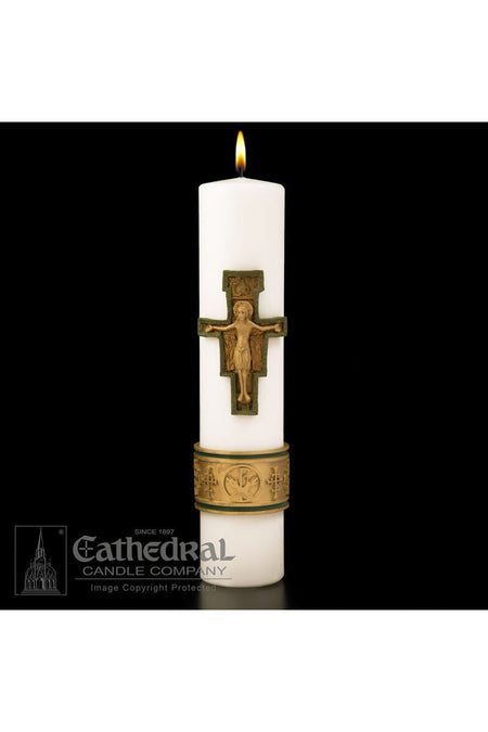 Christ Candle - Cross of St. Francis - 3" x 14" by Anchor Christian Distributors