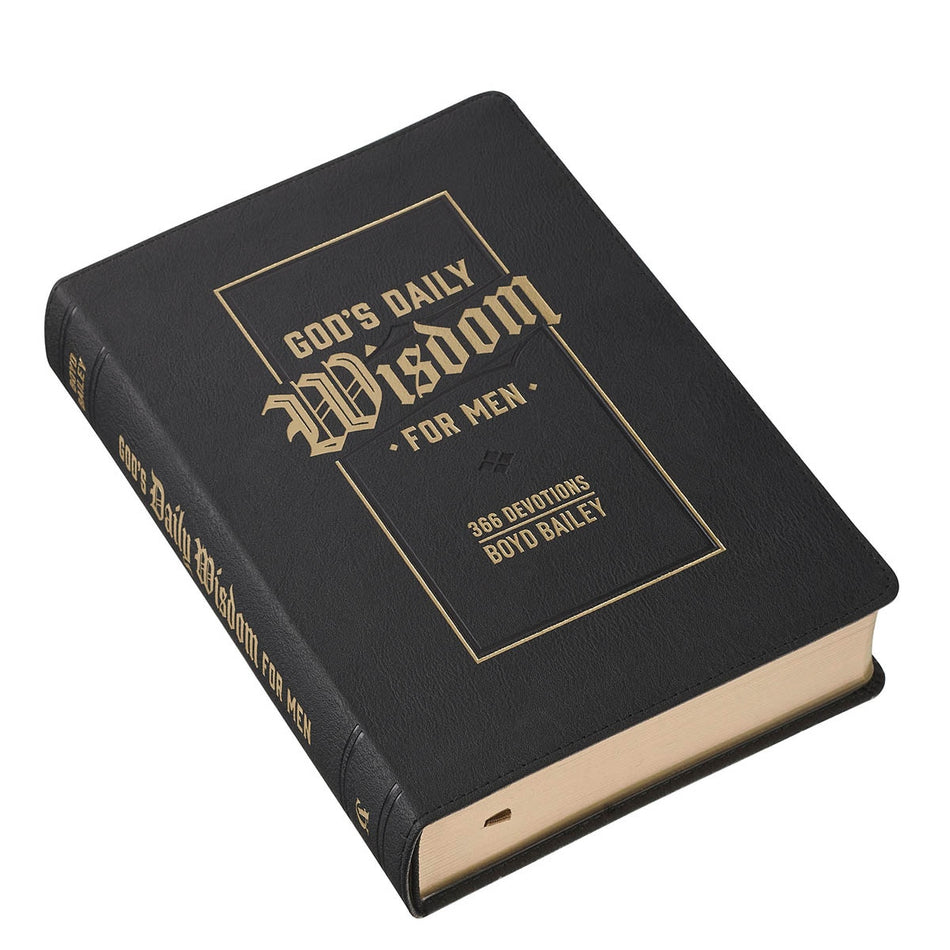 God's Daily Wisdom For Men Black Faux Leather Devotional by Christian Art Gifts, product view 2