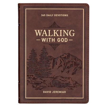 Walking With God Large Print Brown Faux Leather Devotional by Christian Art Gifts