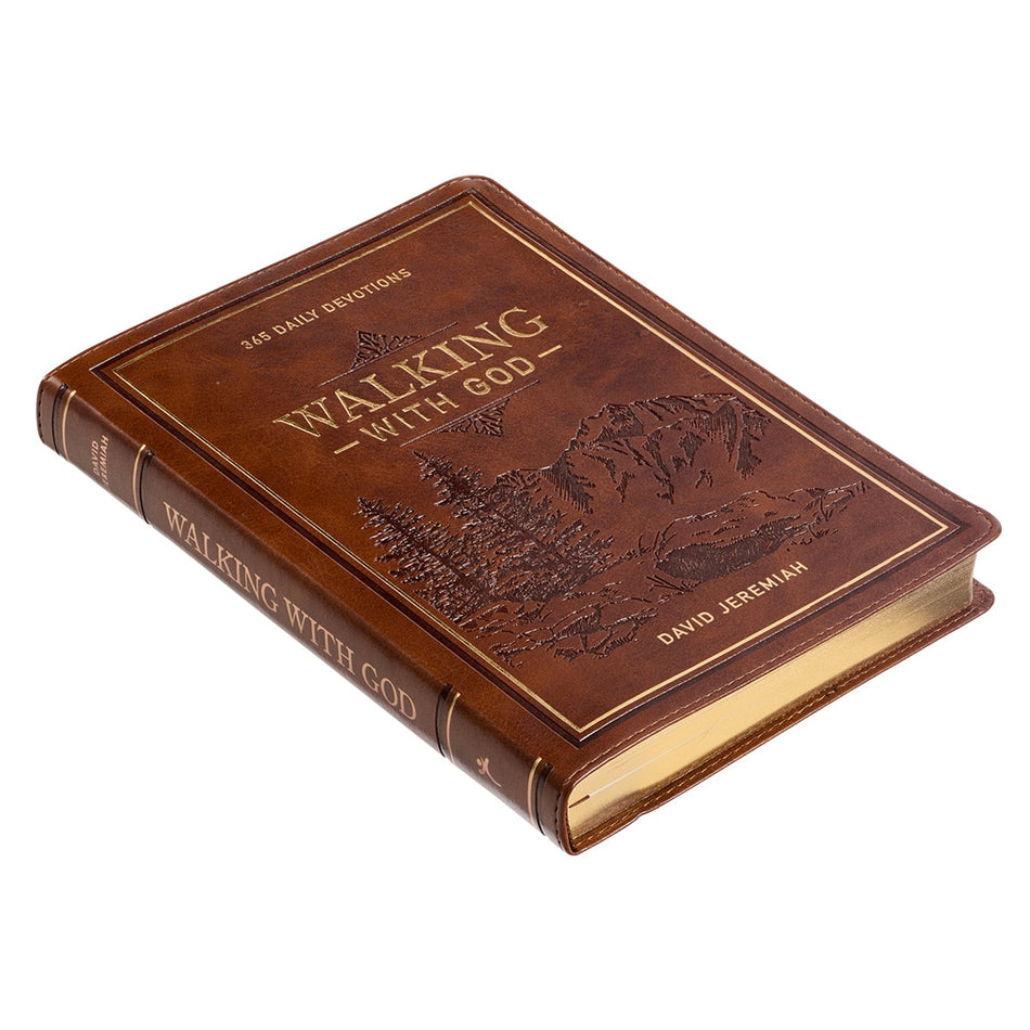 Walking With God Large Print Brown Faux Leather Devotional by Christian Art Gifts, product view 2