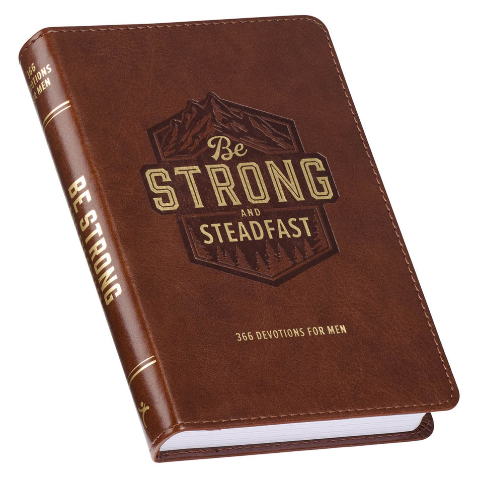 Be Strong and Steadfast Brown Faux Leather Daily Devotional by Christian Art Gifts, product view 2