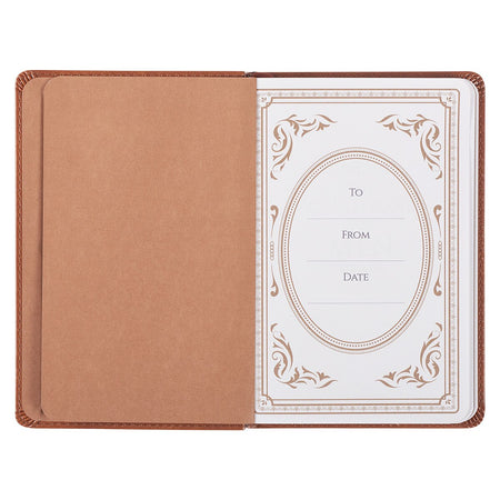 101 Devotions for Men Tawny Brown Faux Leather Devotional - 1 Timothy 6:11 by Christian Art Gifts, product view 3
