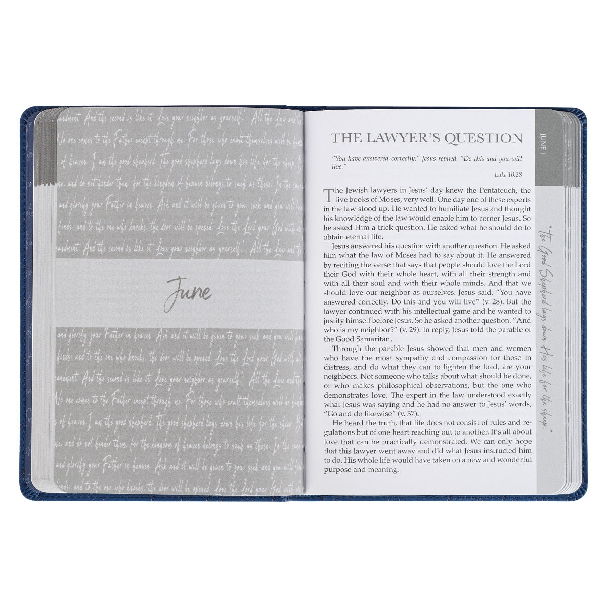 Words of Jesus for Daily Living Blue Faux Leather Devotional by Christian Art Gifts, product view 6