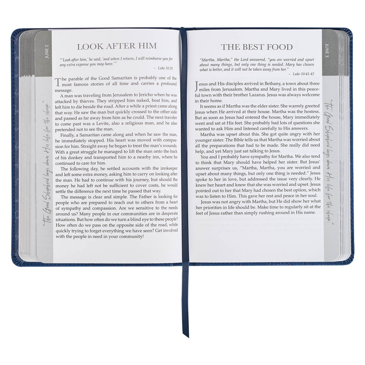 Words of Jesus for Daily Living Blue Faux Leather Devotional by Christian Art Gifts, product view 4