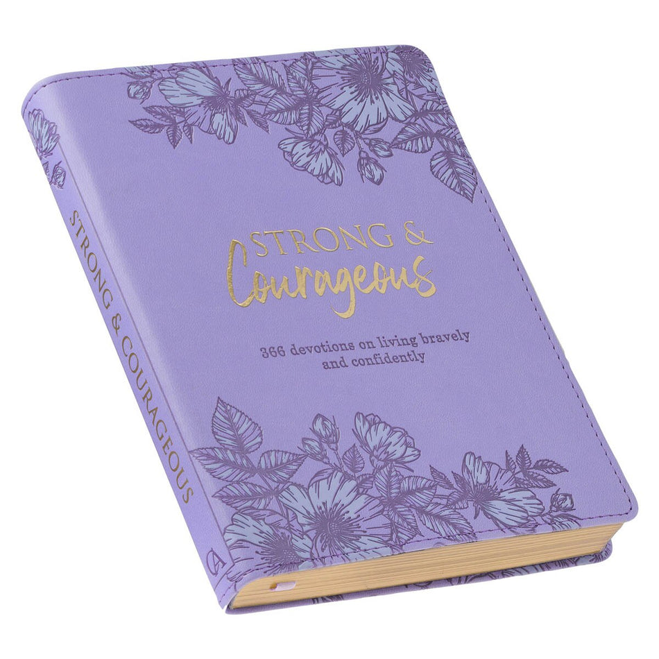 Strong and Courageous Purple Faux Leather Devotional by Christian Art Gifts, product view 2