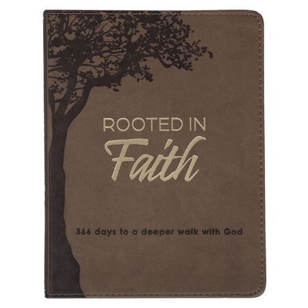 Rooted in Faith Brown Faux Leather Devotional by Christian Art Gifts