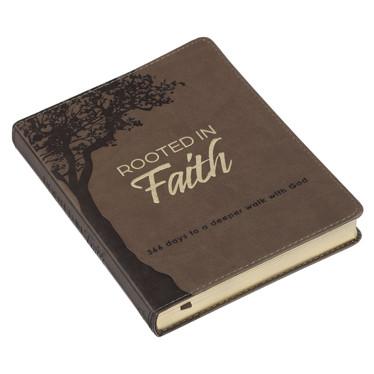 Rooted in Faith Brown Faux Leather Devotional by Christian Art Gifts, product view 2