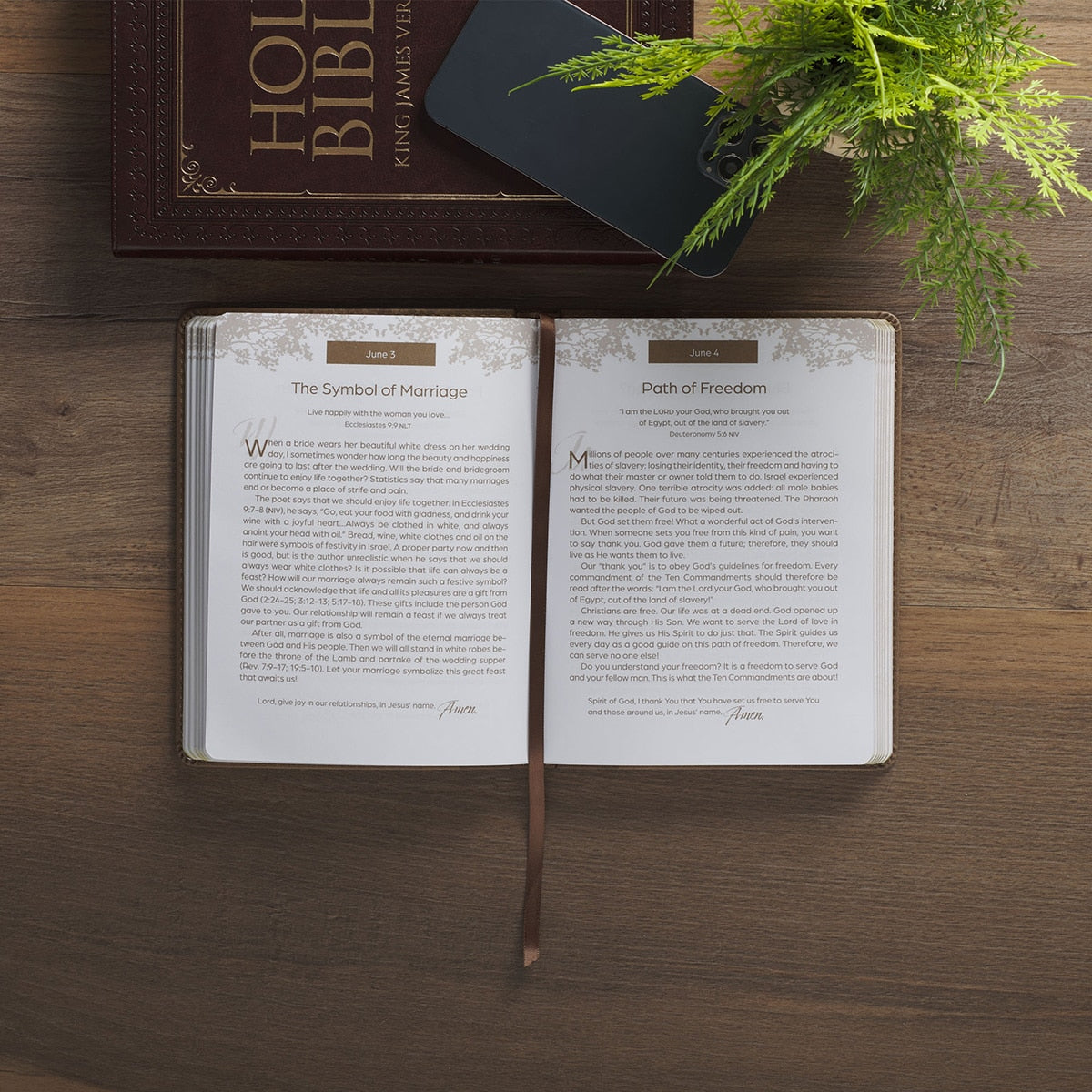 Rooted in Faith Brown Faux Leather Devotional by Christian Art Gifts, product view 4