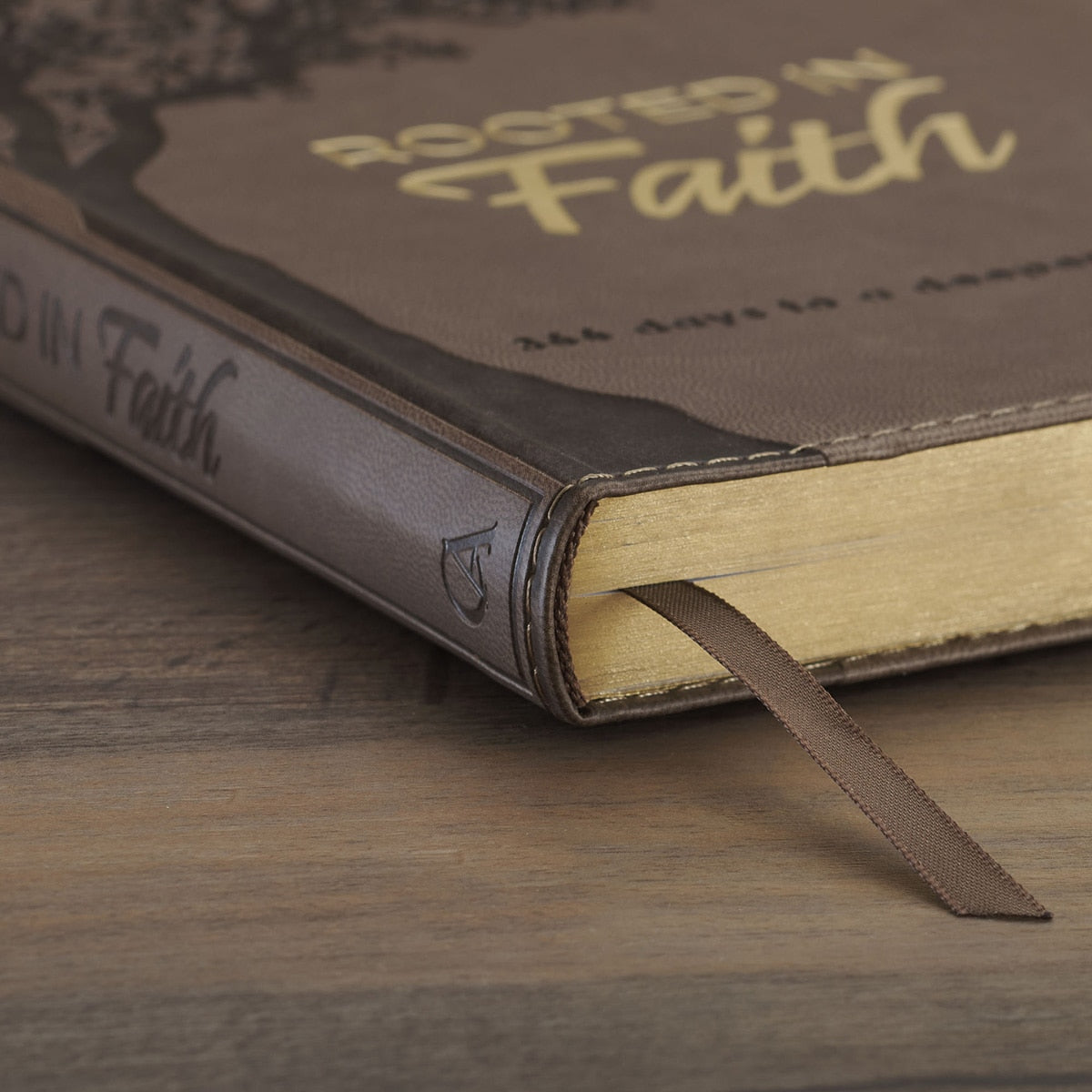 Rooted in Faith Brown Faux Leather Devotional by Christian Art Gifts, product view 6