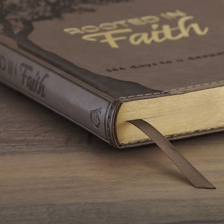 Rooted in Faith Brown Faux Leather Devotional by Christian Art Gifts, product view 6