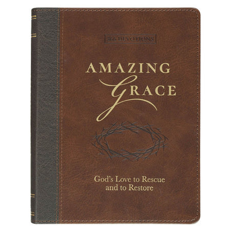 Amazing Grace Two-Tone Brown Faux Leather Daily Devotional by Christian Art Gifts
