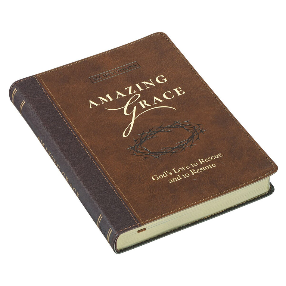 Amazing Grace Two-Tone Brown Faux Leather Daily Devotional by Christian Art Gifts, product view 2