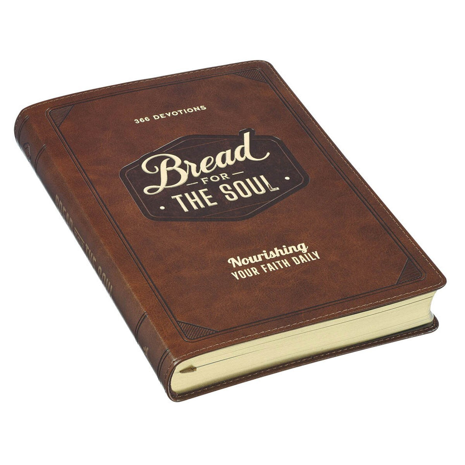 Bread for the Soul Brown Faux Leather Devotional by Christian Art Gifts, product view 2