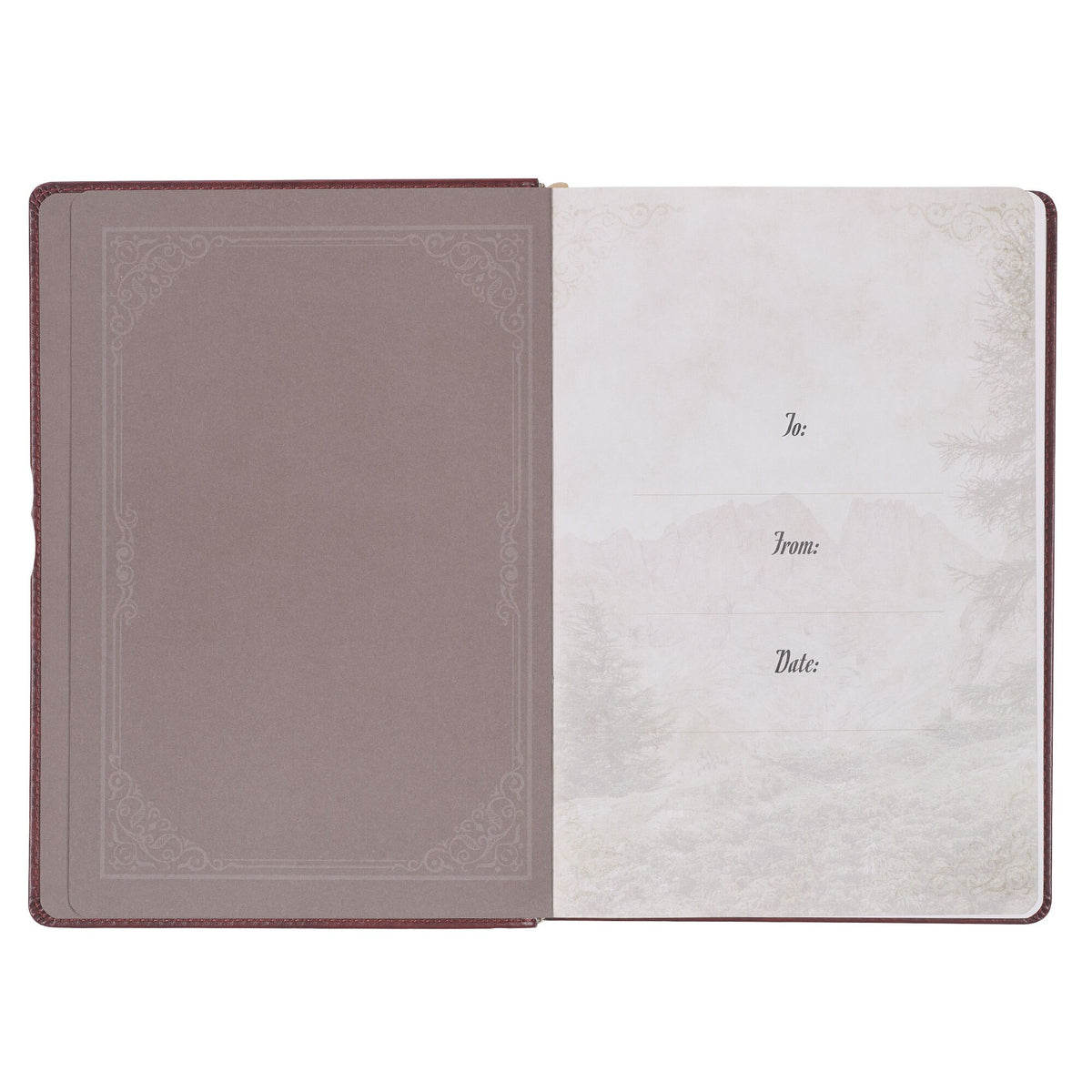 Pursuing God Saddle Tan Faux Leather Devotional Large Print Edition by Christian Art Gifts, product view 2