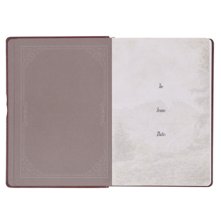 Pursuing God Saddle Tan Faux Leather Devotional Large Print Edition by Christian Art Gifts, product view 2