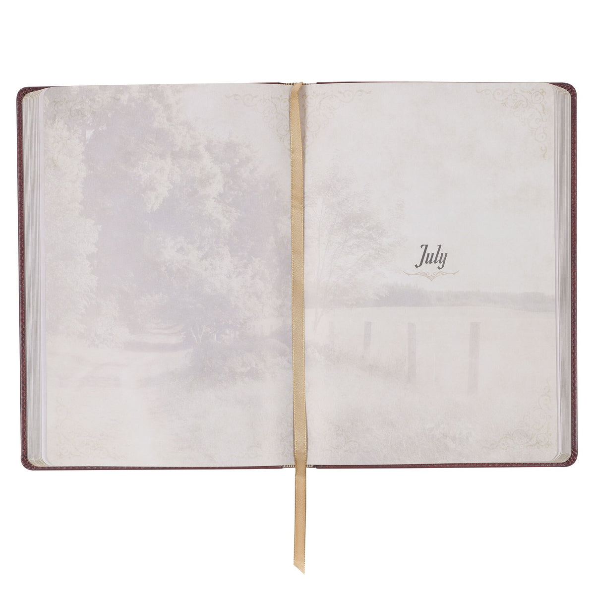 Pursuing God Saddle Tan Faux Leather Devotional Large Print Edition by Christian Art Gifts, product view 3