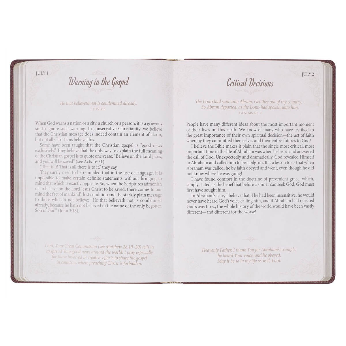 Pursuing God Saddle Tan Faux Leather Devotional Large Print Edition by Christian Art Gifts, product view 4