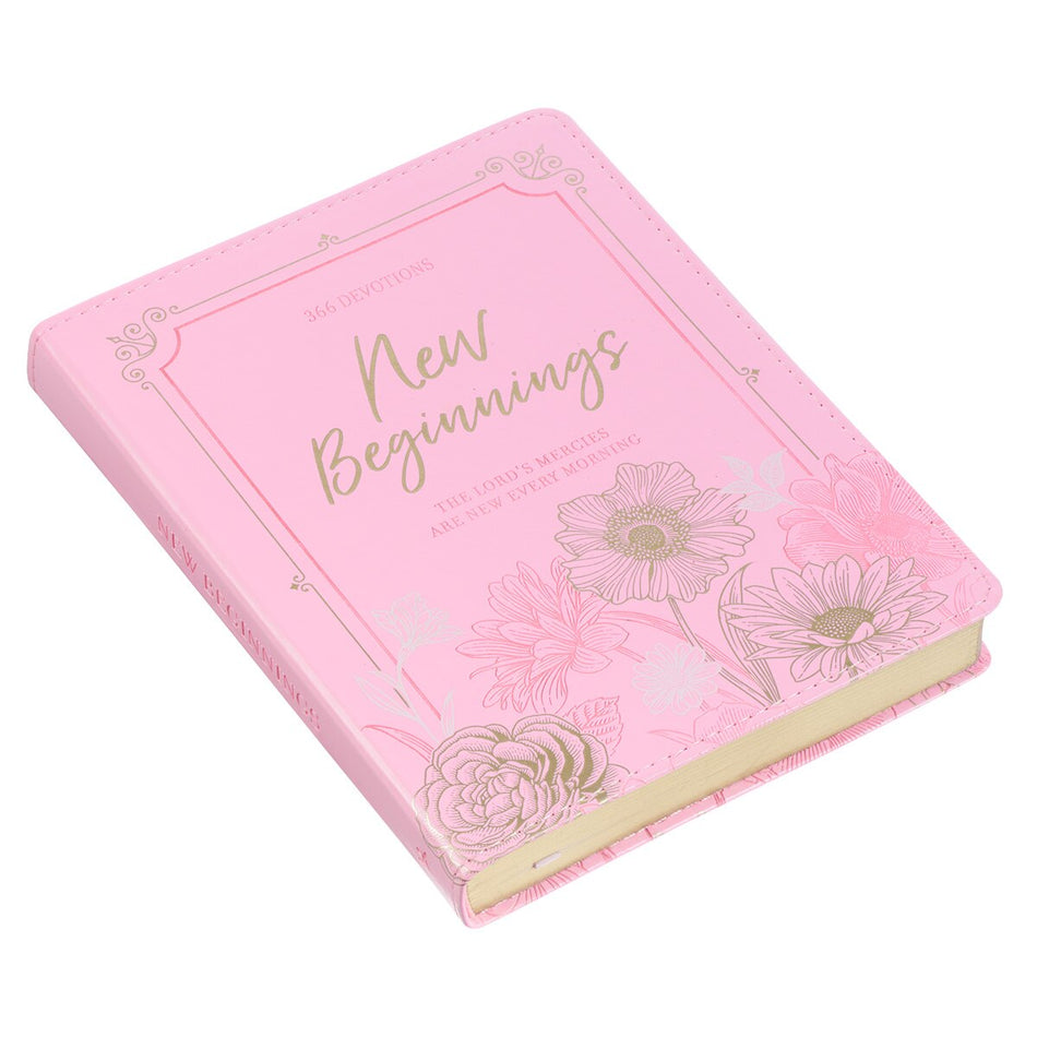 New Beginnings Pink Floral Faux Leather Devotional by Christian Art Gifts, product view 2