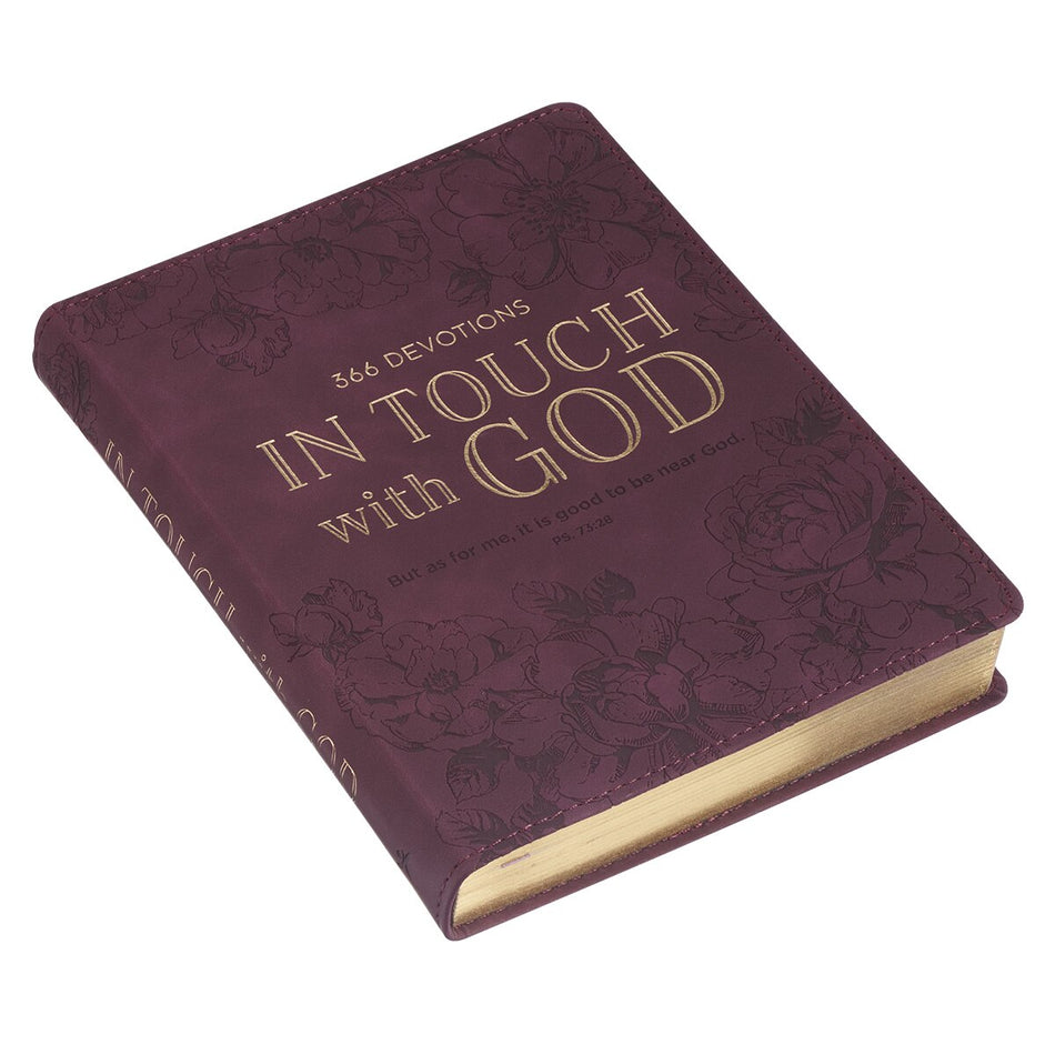 In Touch with God Maroon Faux Leather Devotional by Christian Art Gifts, product view 2
