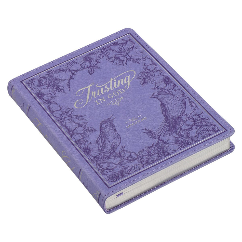 Trusting in God Lavender Faux Leather Devotional by Christian Art Gifts, product view 2