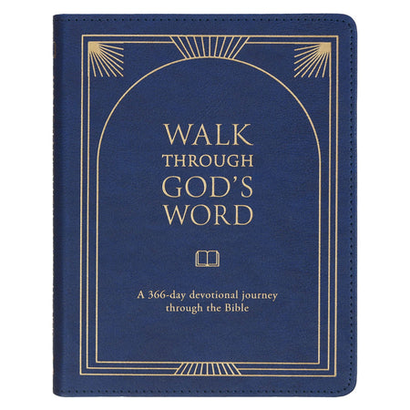 Walk Through God’s Word Navy Faux Leather Devotional by Christian Art Gifts