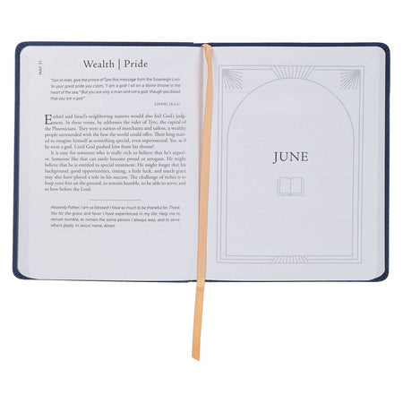 Walk Through God’s Word Navy Faux Leather Devotional by Christian Art Gifts, product view 4