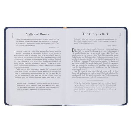 Walk Through God’s Word Navy Faux Leather Devotional by Christian Art Gifts, product view 9