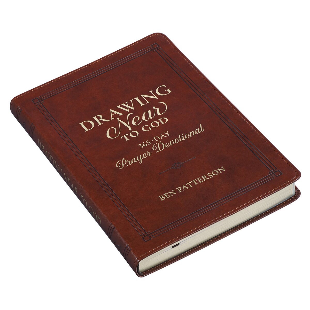 Drawing Near to God Saddle Tan Faux Leather Prayer Devotional by Christian Art Gifts, product view 2