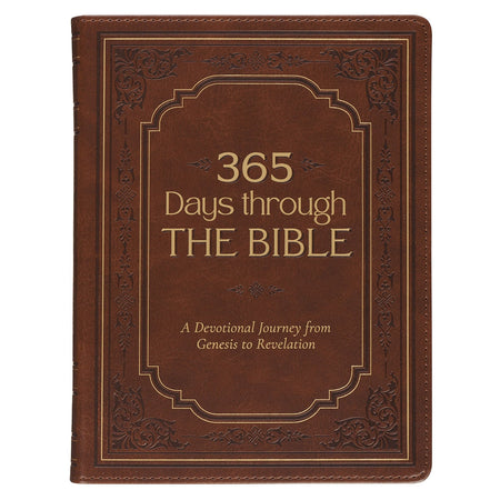 365 Days through the Bible Chestnut Brown Faux Leather Daily Devotional by Christian Art Gifts
