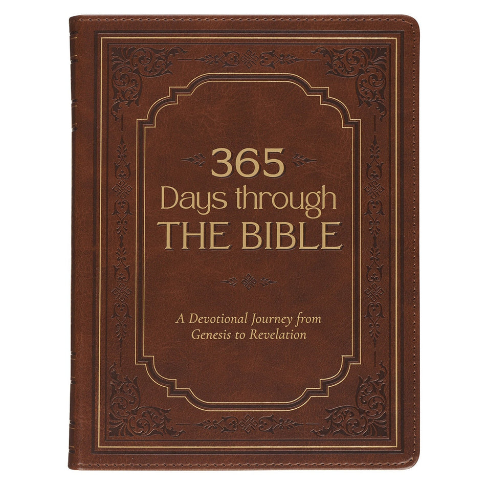 365 Days through the Bible Chestnut Brown Faux Leather Daily Devotional by Christian Art Gifts