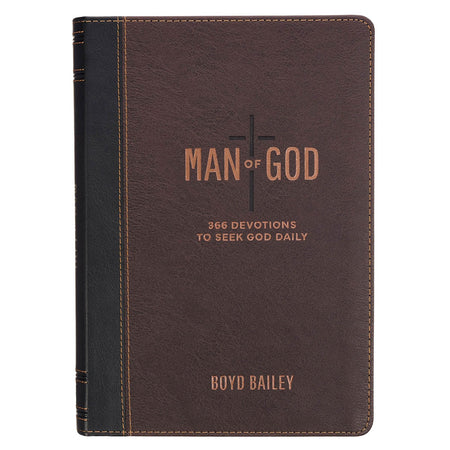 Man of God Two-Tone Brown Faux Leather Daily Devotional by Christian Art Gifts