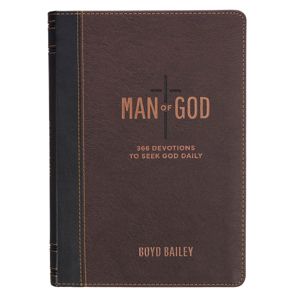 Man of God Two-Tone Brown Faux Leather Daily Devotional by Christian Art Gifts