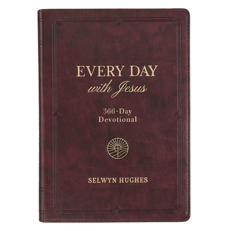 Every Day with Jesus: 366-Day Burgundy Faux Leather Devotional by Christian Art Gifts