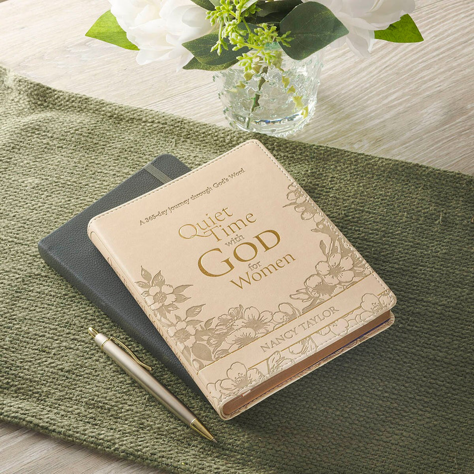 Quiet Time with God for Women Tan Faux Leather Devotional by Christian Art Gifts, product view 2