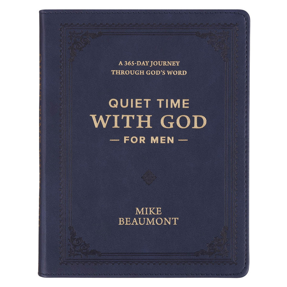Quiet Time with God for Men Navy Blue Faux Leather Devotional by Christian Art Gifts