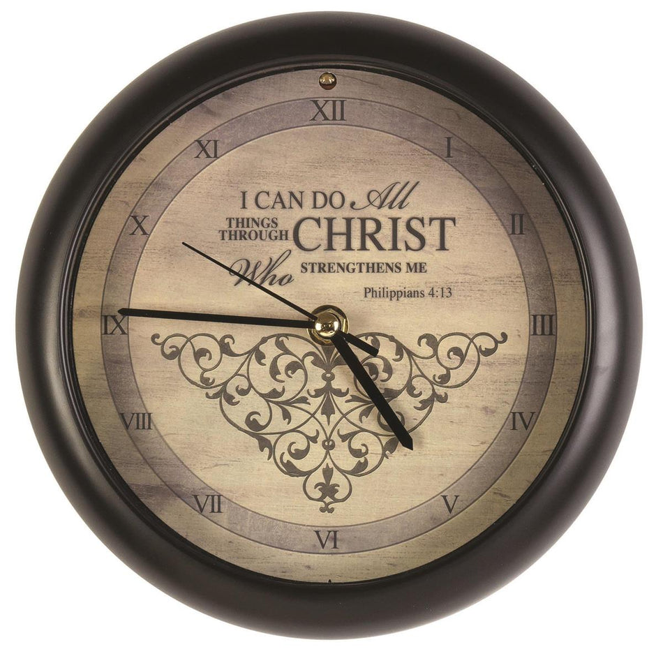 Clock I Can Do All Things Musical 8in by Dicksons