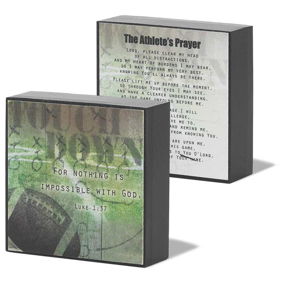 Plaque Double Sided Touchdown Luke 1:37 MDF 3X3 by Dicksons